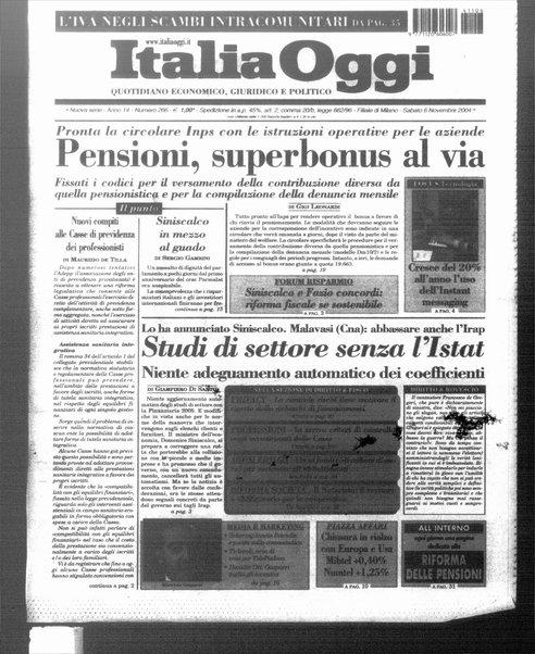 Italia oggi : quotidiano di economia finanza e politica